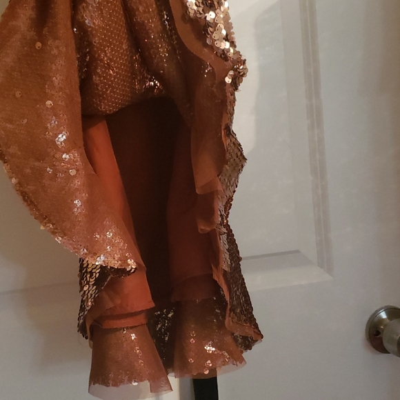 ♻️ New Free People Rose Gold Tribeca Sequins Ruffle Mini Dress Size 6 - Picture 9 of 13